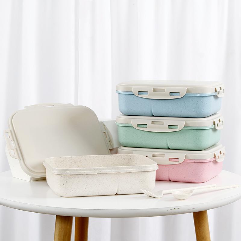 单层密封饭盒塑料学生上班族餐盒可微波炉加热韩式分格便当盒定制