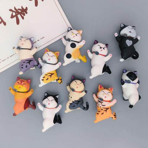 卡通跳舞猫磁铁冰箱贴网红立体猫咪磁铁家居装饰吸铁石留言帖