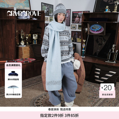 GROVE官方旗舰店 WT冬季款圆领长袖毛衫撞色韩系女GCW5KN07