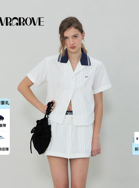 【博主同款】GROVE春夏款女短袖衬衫polo领海军风GR5SH01C