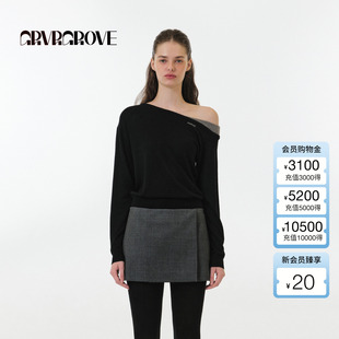 新款 GROVE2025FW秋季 长袖 斜肩套头针织衫 GF5KN04C 女 博主同款