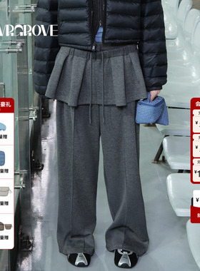 GROVE官方旗舰店 2025WT冬季新款针织长裤运动休闲宽松女GCW5PT01