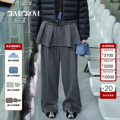 GROVE官方旗舰店 2025WT冬季新款针织长裤运动休闲宽松女GCW5PT01