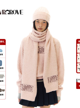 GROVE官方旗舰店 2025WT冬季新款撞色字母logo款毛织围巾GCW5MF02