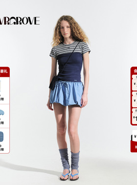 GROVE官方旗舰店2025HS夏日新款女士撞色抹胸连衣裙叠穿GM5OP02M