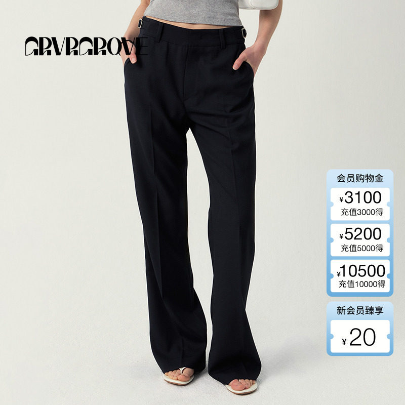 GROVE官方旗舰店2025SS春夏新款女可调节腰梭织休闲长裤GS5PT21M