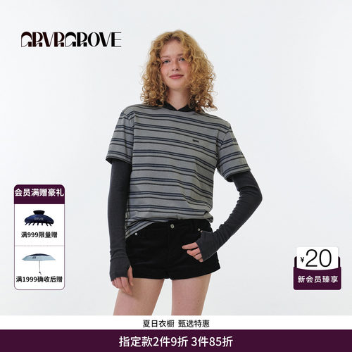 GRVR GROVE官方旗舰店FW秋季款长袖连帽T恤女款 GF5TS01M