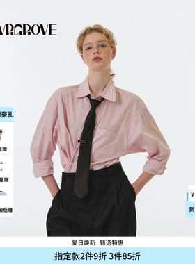 【博主同款】GROVE FW秋季款条纹长袖衬衫女款 GF5SH03M