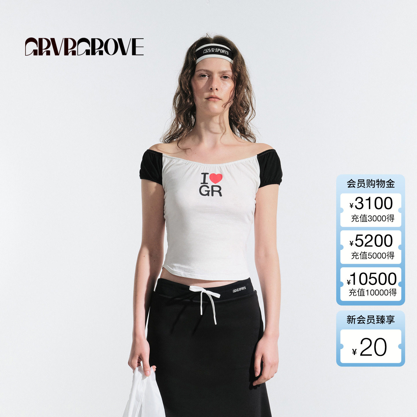 GROVE官方旗舰店2025夏季新款女爱心短袖t恤韩系大圆领 GM5TS05M