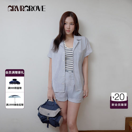 【林娜琏同款】GRVR GROVE官方旗舰店26SS春夏短袖衬衫GS26SHC05
