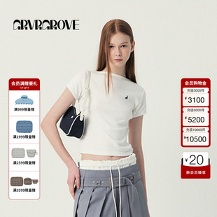 GROVE官方旗舰店2025SS春夏新款女士小帆船短袖T恤GS5TS25M