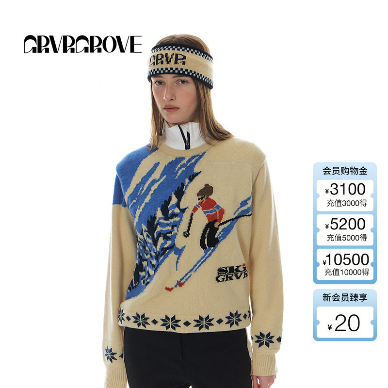 GROVE滑雪圆领毛织套头衫