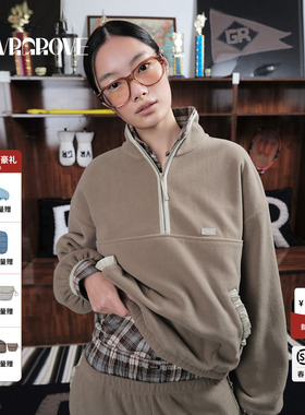 GROVE官方旗舰店 2025WT冬季款摇粒绒长袖卫衣女上衣GCW5SW01