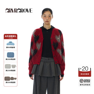 GROVE官方旗舰店 2025WT冬季款长袖毛织开衫毛衣外套女GCW5KN04