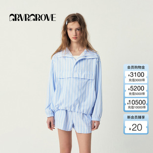 GR5HD01C 衬衫 GROVE官方旗舰店2025SS春夏新款 女士套头连帽长袖