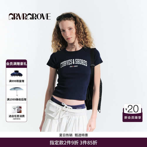 GRVR GROVE官方旗舰店HS夏日款女士字母短袖T恤 GM5TS11M