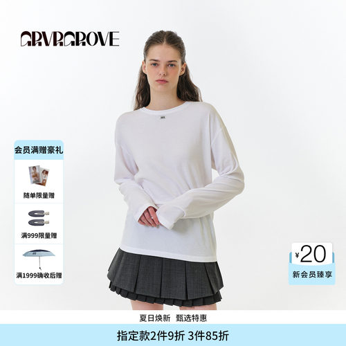 GROVE官方旗舰店 2025FW秋季款长袖T恤纯色基础打底衫 GF5TS03M
