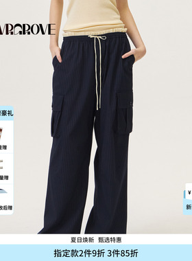 GROVE官方旗舰店2026PS春季新款梭织长裤韩系花边下装女GP26PTC15