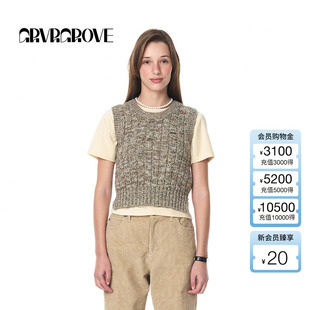 GROVE官方旗舰店秋冬新款 圆领套头花色毛织背心叠穿