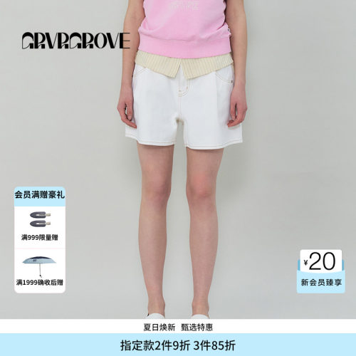 GROVE官方旗舰店SS春夏款女士白色牛仔短裤GS5DB12J
