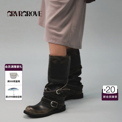 GRVR GROVE× NEGATIVETHREE 2026FW秋季高筒靴女士皮靴GF26SOK01