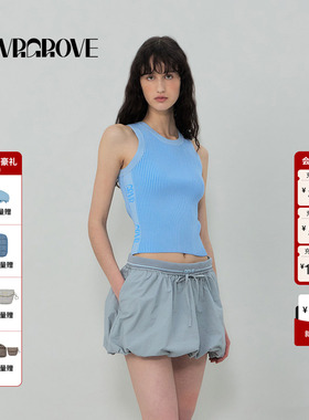 GROVE官方旗舰店2025SS春夏新款女GRVR提花针织衫背心GR5KN04C