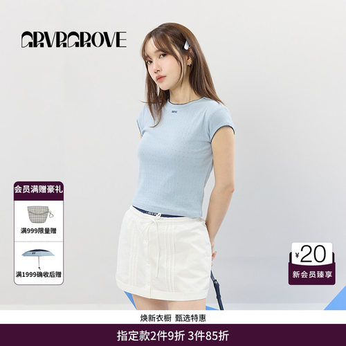 GRVR GROVE官方旗舰店SS春夏款女士小半袖圆领短袖t恤GCM5TS05