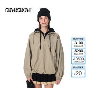 GROVE官方旗舰店女秋季 套头可拆卸两件套休闲廓形卫衣 新款