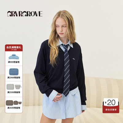 【林娜琏同款】GROVE 2026PS春季新款长袖针织毛衫V领 GP26KNC34