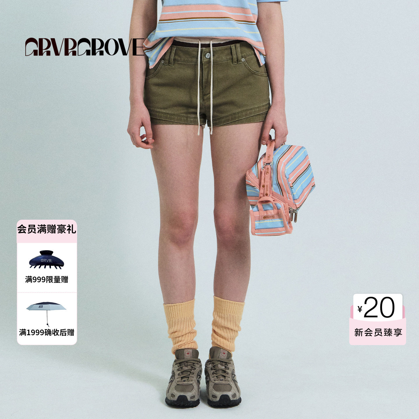 GROVE官方旗舰店2026SS春夏新款韩系下装牛仔短裤女 GS