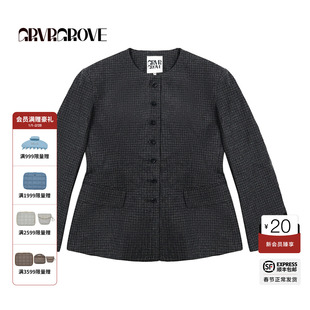 GROVE官方旗舰店 2025FW 秋季新品圆领外套复古格纹 GCF5CT01