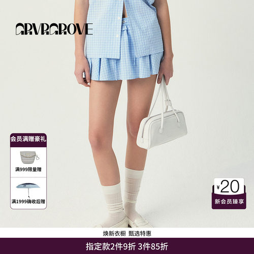 GRVR GROVE官方旗舰店SS春夏款女士格纹梭织裙裤 GS5SK19M