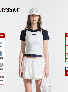 GROVE官方旗舰店2025夏季新款撞色针织背心无袖字母刺绣 GM5SL04M