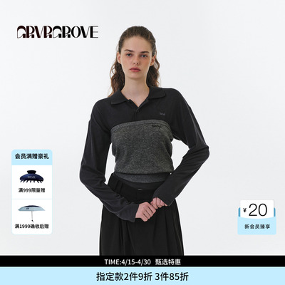 GROVE官方旗舰店 FW秋季款翻领长袖T恤女款 GF5TS06M