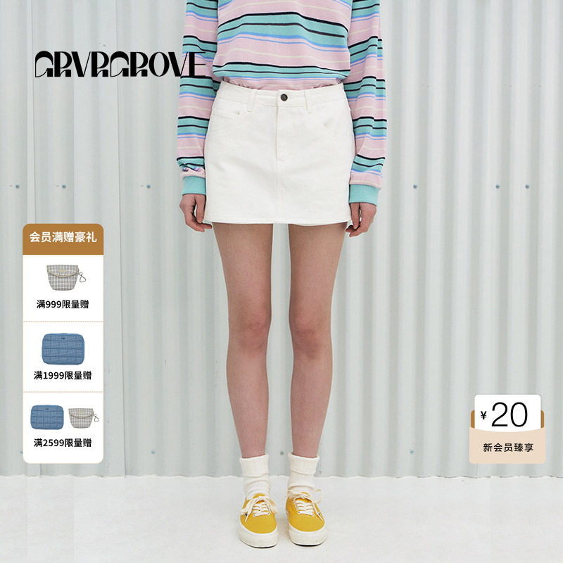 GROVE官方旗舰店PS春季款女牛仔裙裤时尚A字包臀裙GS5DB