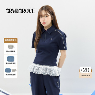 t恤GCM5TS02 polo衫 GROVE官方旗舰店SS春夏款 女士半拉链短袖