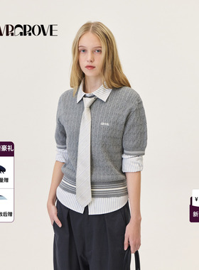 GRVR GROVE官方旗舰店2026PS春季短袖针织衫韩系套头女 GP26KNE06