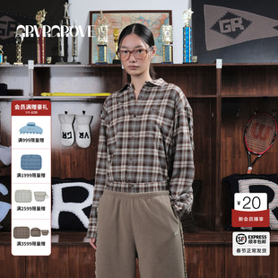 GROVE官方旗舰店 2025WT冬季款格纹长袖衬衫韩系女宽松GCW5SH01