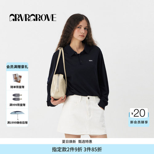 GROVE官方旗舰店2025PS春季款翻领毛织套头休闲针织衫GS5KN01J