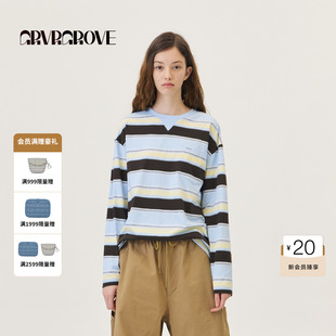 GROVE官方旗舰店2026PS春季新款长袖T恤撞色条纹上装女 GP26TSC20