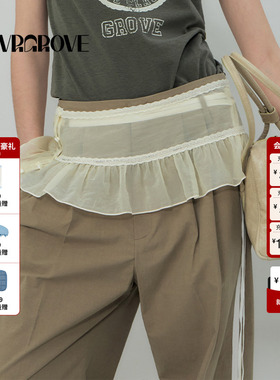 GROVE官方旗舰店 2025SS夏季款欧根纱梭织短裙字母屁帘 GS5SK15M