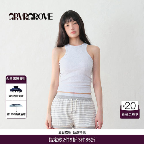 GRVR GROVE官方旗舰店BS系列夏季款女士工字针织背心BM5SL01M