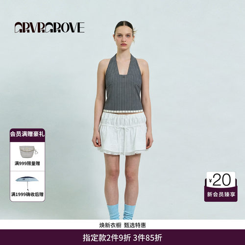 GRVR GROVE官方旗舰店26SS春夏韩系条纹撞色边梭织背心GS26TSC65