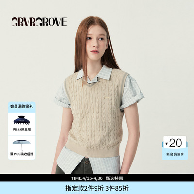GROVE官方旗舰店SS春夏款梭织短袖衬衫韩系女 GS5SH70M