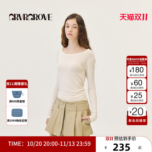 GRVR GROVE官方旗舰店26PS春季长袖T恤船型纯色打底衫 GP26TSK03