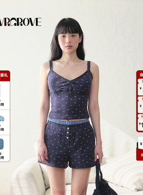 GROVE官方旗舰店2025BS系列夏季新款女碎花吊带针织背心BM5SL05M