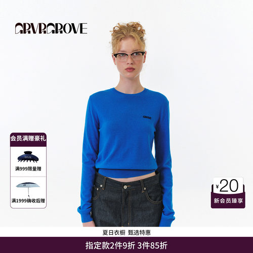 GRVR GROVE官方旗舰店 FW秋季款圆领长袖针织衫女款 GF5KN06J