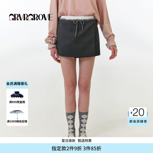GROVE官方旗舰店 FW秋季款短裙韩系下装女 GF5SK12M