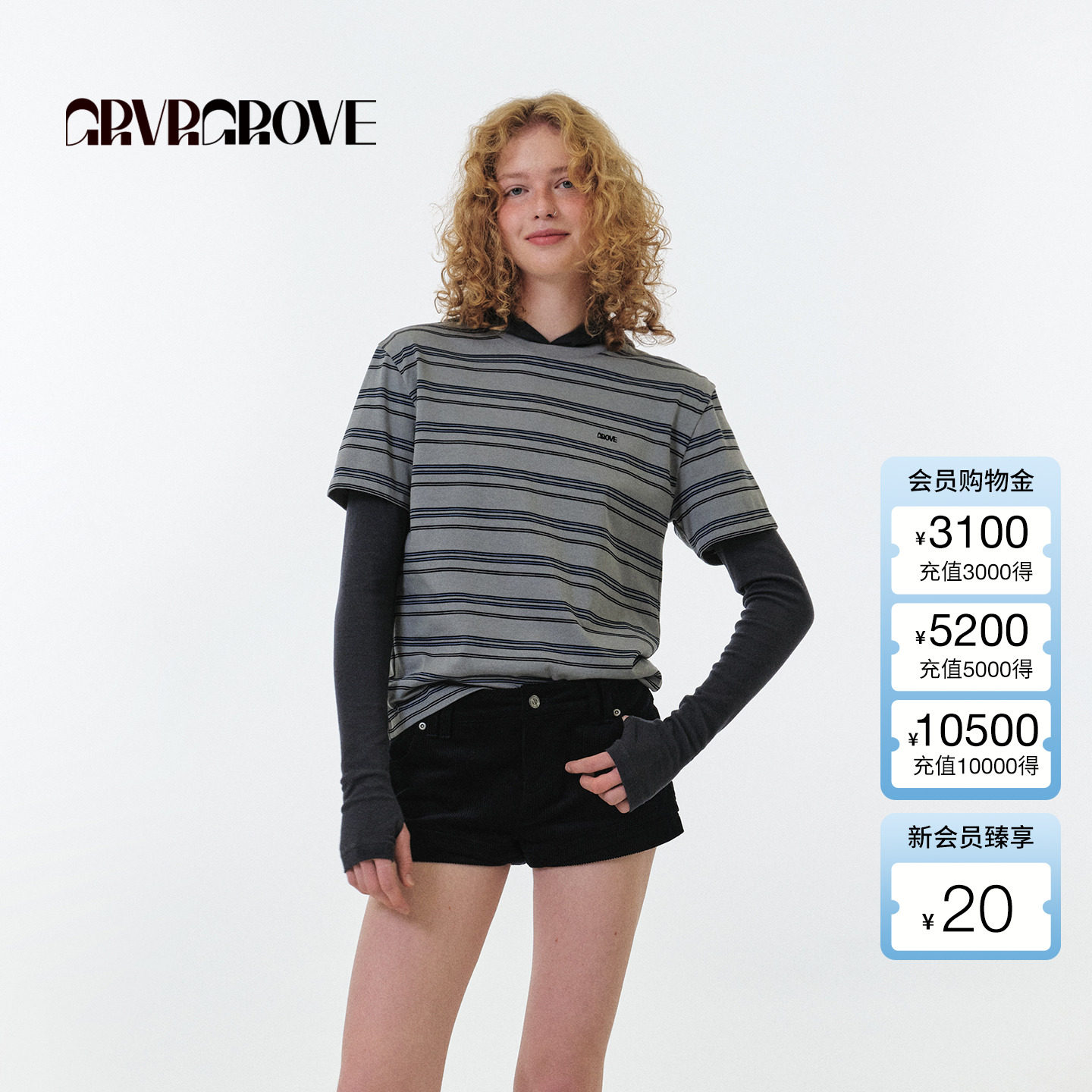 GROVE官方旗舰店 2025FW秋季新款长袖连帽T恤女款 GF5TS01M