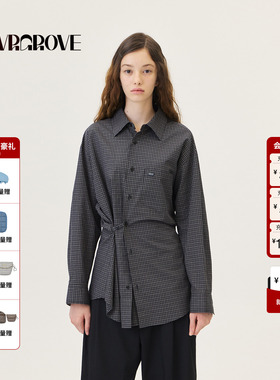 【林娜琏同款】GROVE 2026PS春季新款长袖衬衫格纹韩系 GP26SHC08